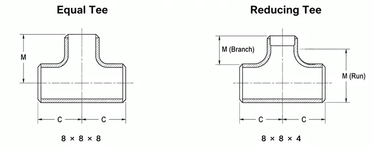 Equal Tee vs. Reducing Tee - ASME B16.9 Butt-welding Fittings